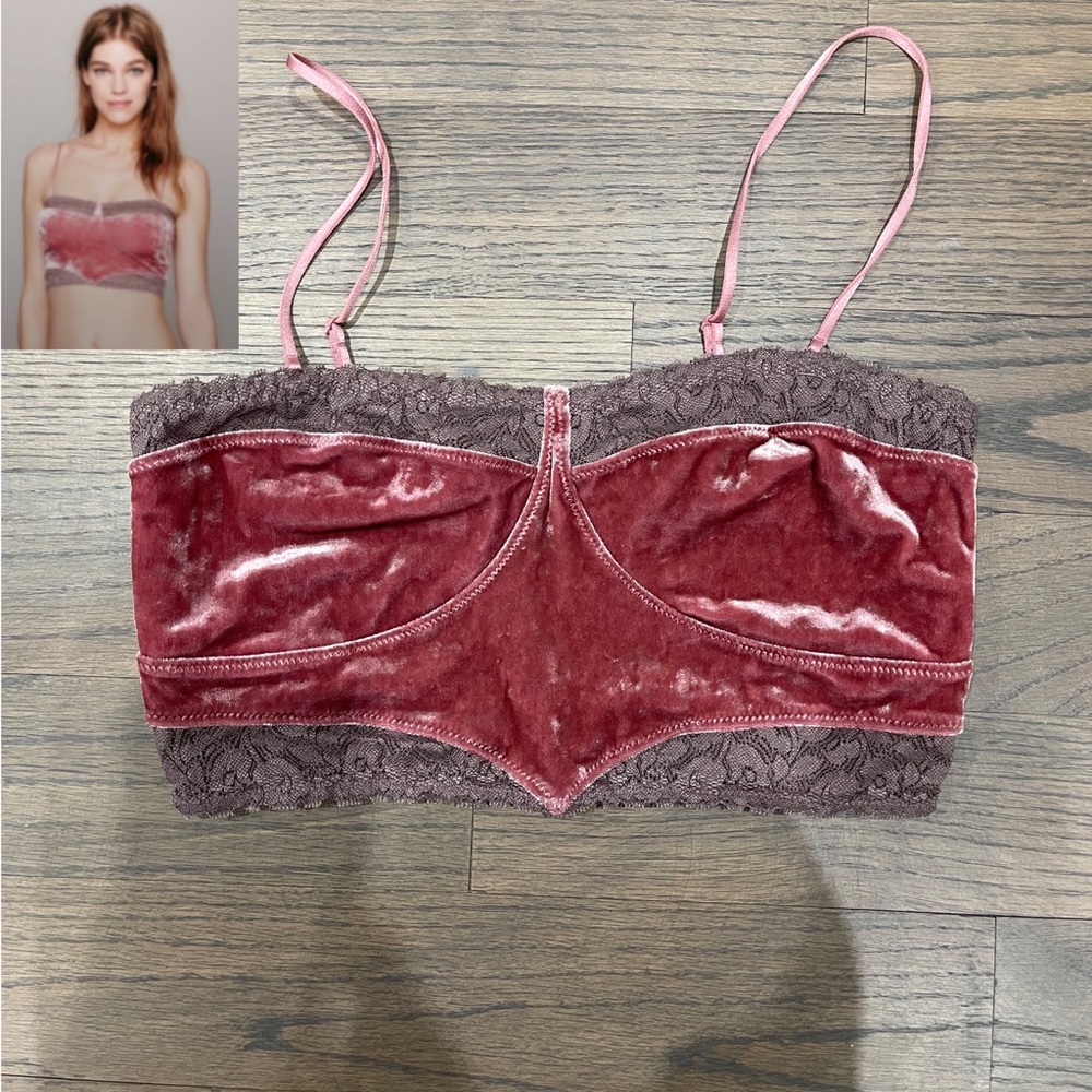 Free people velvet crop bra rose combo